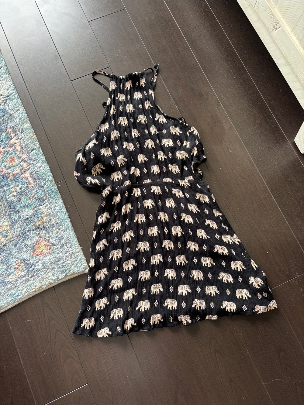 Forever 21 Black Dress with Beige Elephant Print